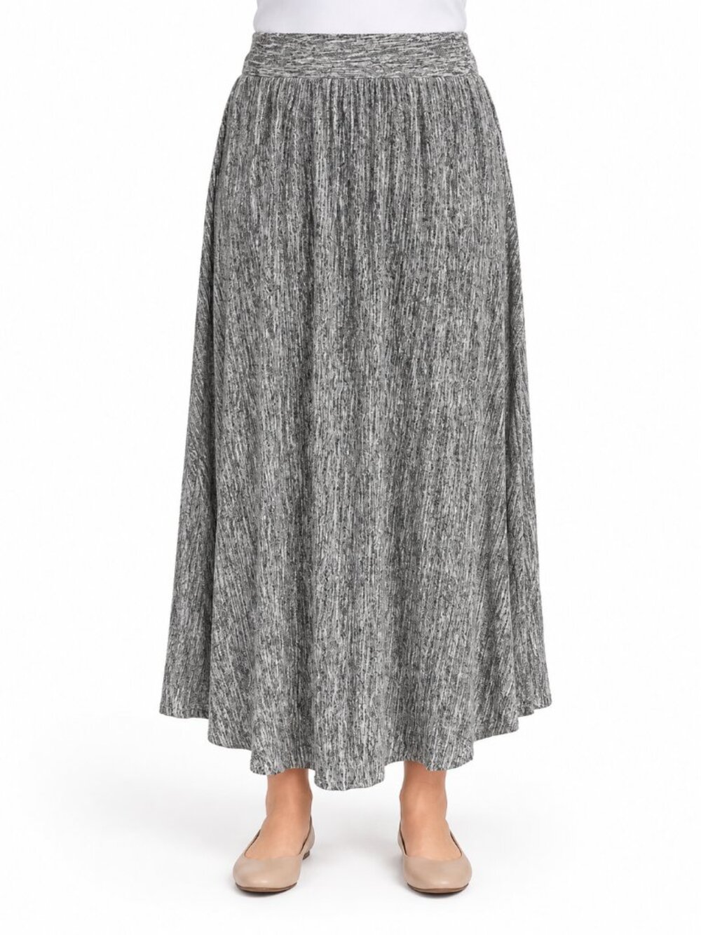 Tribal Gray Marled Flowy Maxi Skirt Large Super Soft